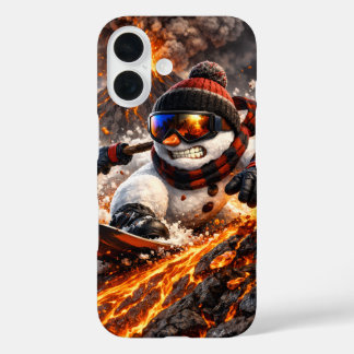 Snowman shredding down an active volcano iPhone 16ケース