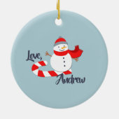 Snowman Single Parent and 2 Kids セラミックオーナメント (裏面)