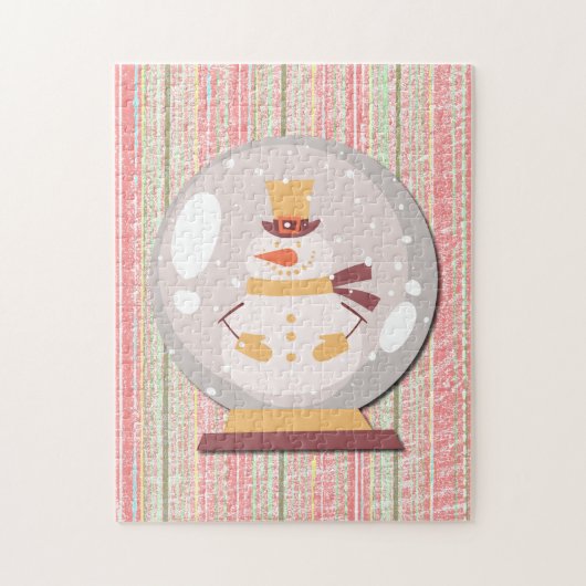 Snowman Snow Globe Retro Puzzle Art ジグソーパズル (縦)