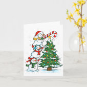 Snowman Snowflake, Merry Christmas Tree, Xmas Holi カード (黄色い花)