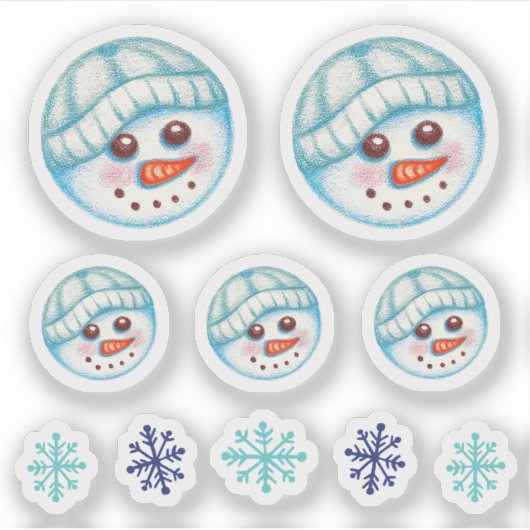 Snowman Snowflake Stickers シール (正面)
