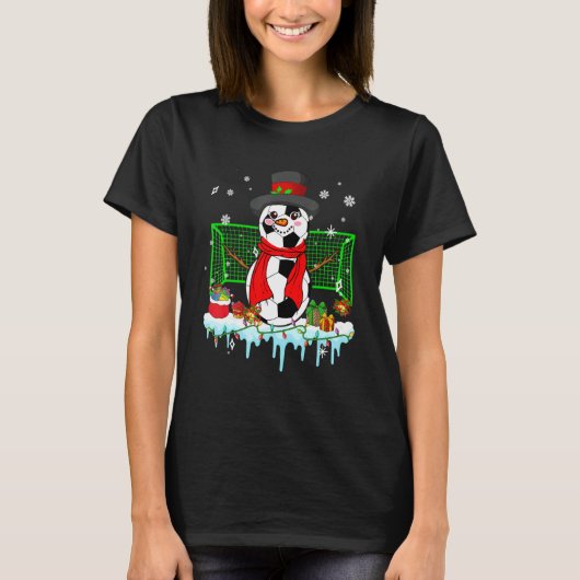 Snowman Soccer Balls Christmas Soccer Player  Fami Tシャツ (正面)
