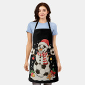 Snowman Soccer Christmas Holiday Winter Xmas Sport エプロン (着用した状態)