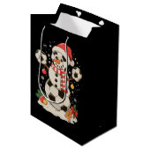 Snowman Soccer Christmas Holiday Winter Xmas Sport ミディアムペーパーバッグ (正面アングル)