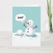 Snowman Son Melting Funny Christmas Card カード (正面)
