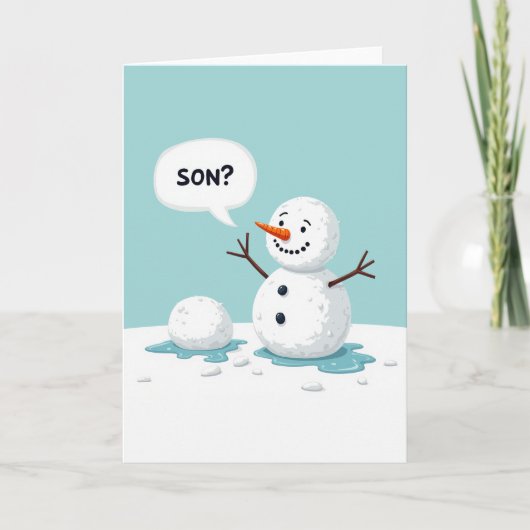 Snowman Son Melting Funny Christmas Card カード (正面)