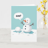 Snowman Son Melting Funny Christmas Card カード (黄色い花)