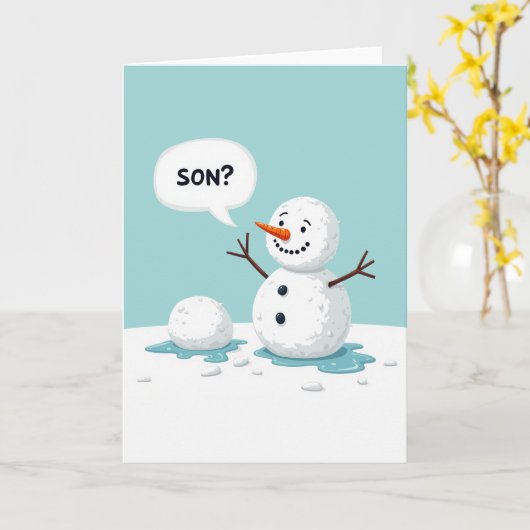 Snowman Son Melting Funny Christmas Card カード (黄色い花)