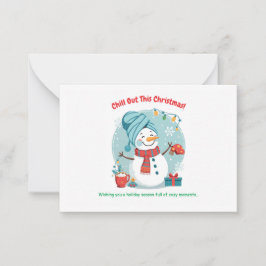 Snowman Spa Day – Funny Christmas Greeting Card ノートカード