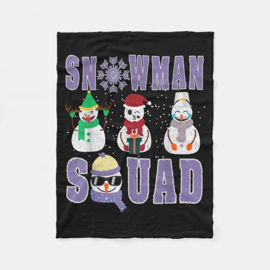 Snowman Squad Funny Family Matching, Teacher And S フリースブランケット (正面)