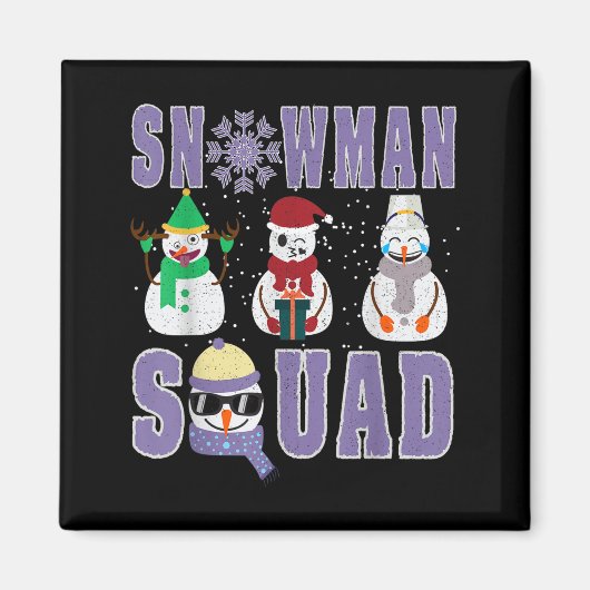 Snowman Squad Funny Family Matching, Teacher And S マグネット (正面)