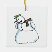 Snowman square ceramic ornament セラミックオーナメント (正面)