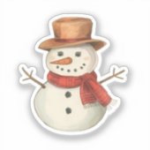 Snowman Sticker | Cozy Winter Character Doodle シール (正面)