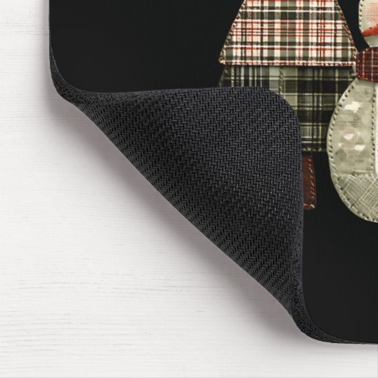 Snowman Trees Patchwork Plaid Trees Rustic Christm マウスパッド (コーナー)