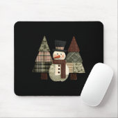Snowman Trees Patchwork Plaid Trees Rustic Christm マウスパッド (マウス)