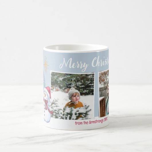 Snowman Two Photo Keepsake Winter Mug コーヒーマグカップ (中央)