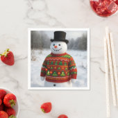 Snowman Wearing an Christmas Ugly Sweater スタンダードカクテルナプキン (インサイチュ)