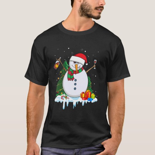 Snowman Wine Christmas  Drinking Wine  Xmas Tシャツ (正面)