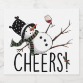 Snowman Wine Christmas Funny Drinking Wine Santa  スパークリングワインラベル (シングルラベル)