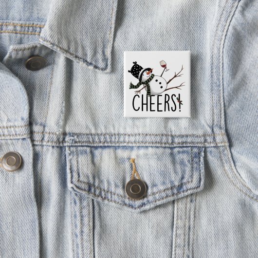 Snowman Wine Christmas Funny Drinking Wine Santa  缶バッジ (インサイチュ)