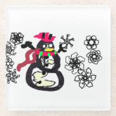 Snowman winter  ガラスコースター (正面)