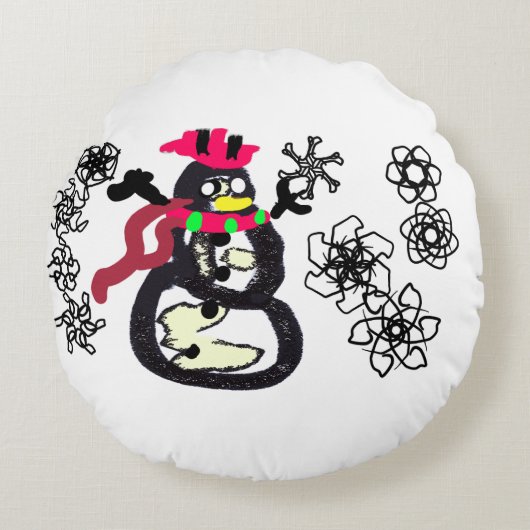 Snowman winter  ラウンドクッション (正面)