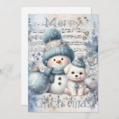 Snowman Winter Christmas シーズンカード (正面/裏面)