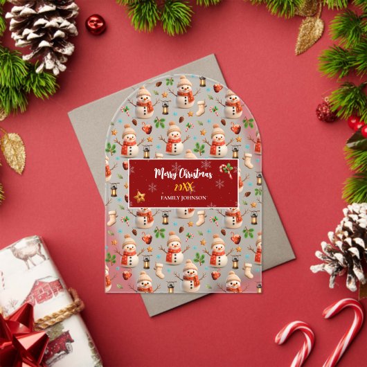 Snowman Winter Holiday - Merry Christmas アクリル招待状 (インサイチュ (クリスマス))