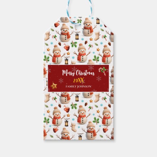 Snowman Winter Holiday - Merry Christmas ギフトタグ (正面)