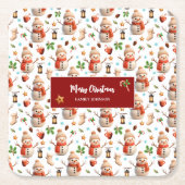 Snowman Winter Holiday - Merry Christmas スクエアペーパーコースター (正面)