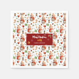 Snowman Winter Holiday - Merry Christmas スタンダードカクテルナプキン
