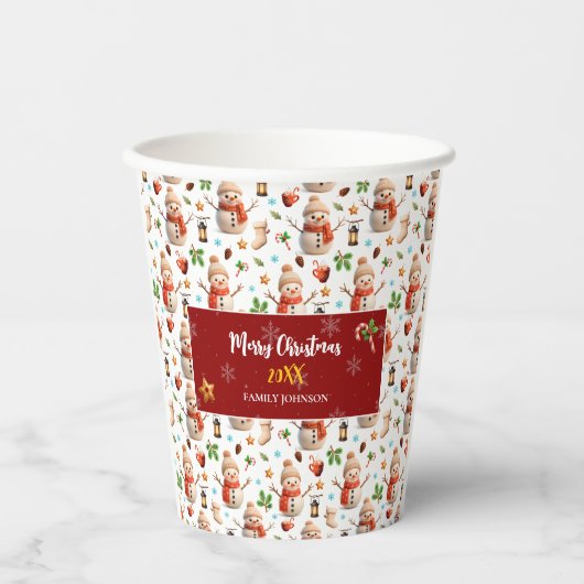 Snowman Winter Holiday - Merry Christmas 紙コップ (正面)