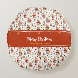 Snowman Winter Holidays - Merry Christmas ラウンドクッション
