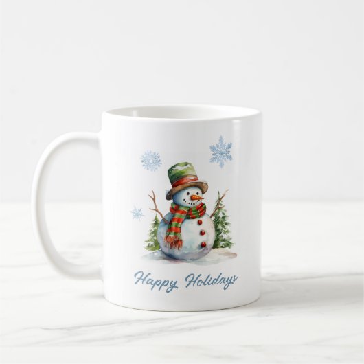 Snowman Winter Mug – Custom Holiday Gift コーヒーマグカップ (左)