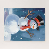 Snowman Winter Watercolor ジグソーパズル (横)