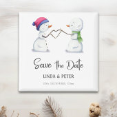Snowman Winter Wedding Save the Date マグネット