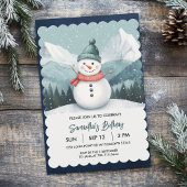Snowman Winter Wonderland Blue Birthday 招待状