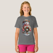  Snowman with Christmas Wreath, Christmas, Author  Tシャツ (正面フル)