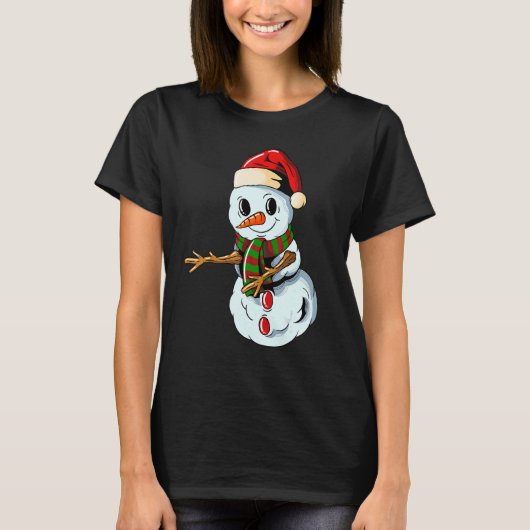 Snowman with Christmashat Floss Dance on Christmas Tシャツ (正面)