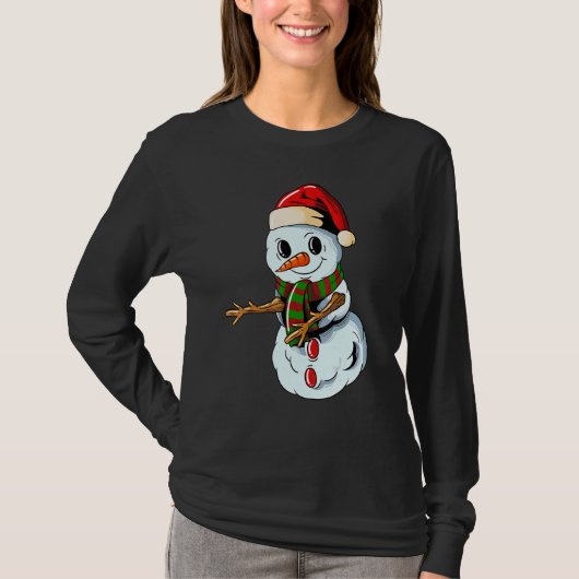 Snowman with Christmashat Floss Dance on Christmas Tシャツ (正面)