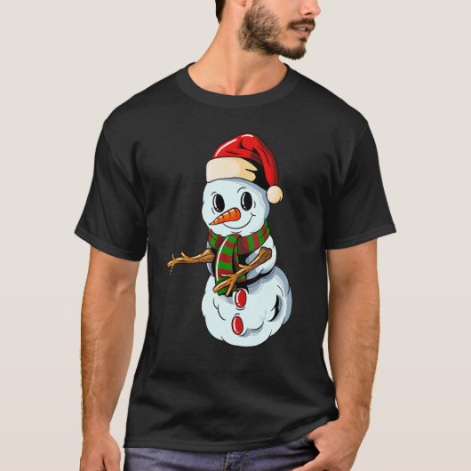Snowman with Christmashat Floss Dance on Christmas Tシャツ (正面)
