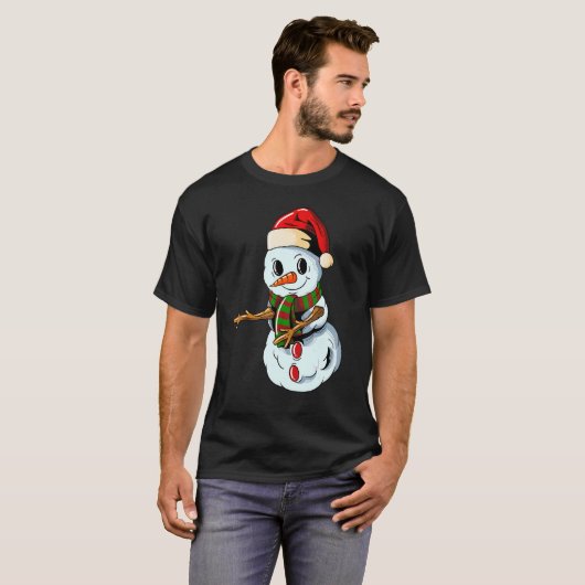 Snowman with Christmashat Floss Dance on Christmas Tシャツ (正面フル)