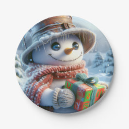  Snowman with Gift, Christmas, Author Natasha Us   ペーパープレート