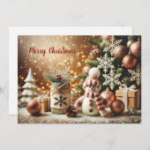 Snowman with Glittery Background and Snowflakes シーズンカード (正面/裏面)