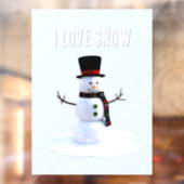 Snowman with hat and scarf. I Love Snow ウィンドウサイン (シート2)