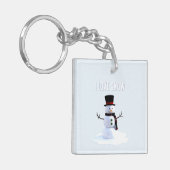 Snowman with hat and scarf. I Love Snow キーホルダー (正面左)