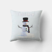 Snowman with hat and scarf. I Love Snow クッション (裏面)