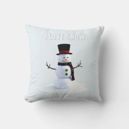 Snowman with hat and scarf. I Love Snow クッション