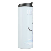 Snowman with hat and scarf. I Love Snow タンブラー (回転左)