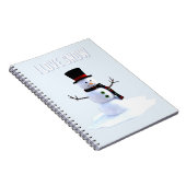 Snowman with hat and scarf. I Love Snow ノートブック (右側)